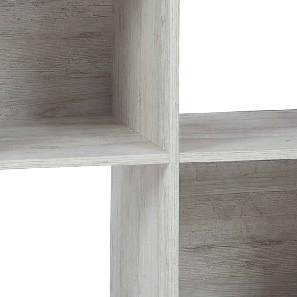 4 Cube Wooden Organizer with Grain Details, Washed White - BM227055