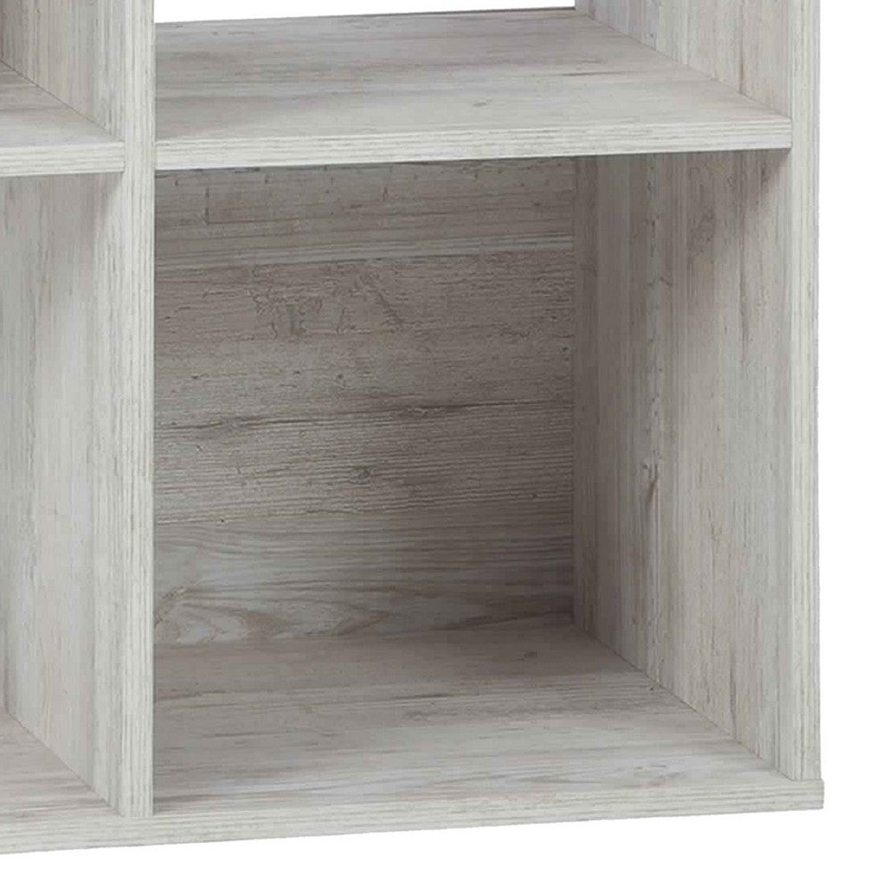 4 Cube Wooden Organizer with Grain Details, Washed White - BM227055