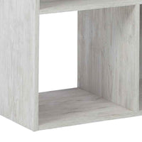 6 Cube Wooden Organizer with Grain Details, Washed White - BM227057