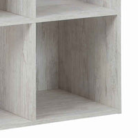 9 Cube Wooden Organizer with Grain Details, Washed White - BM227058