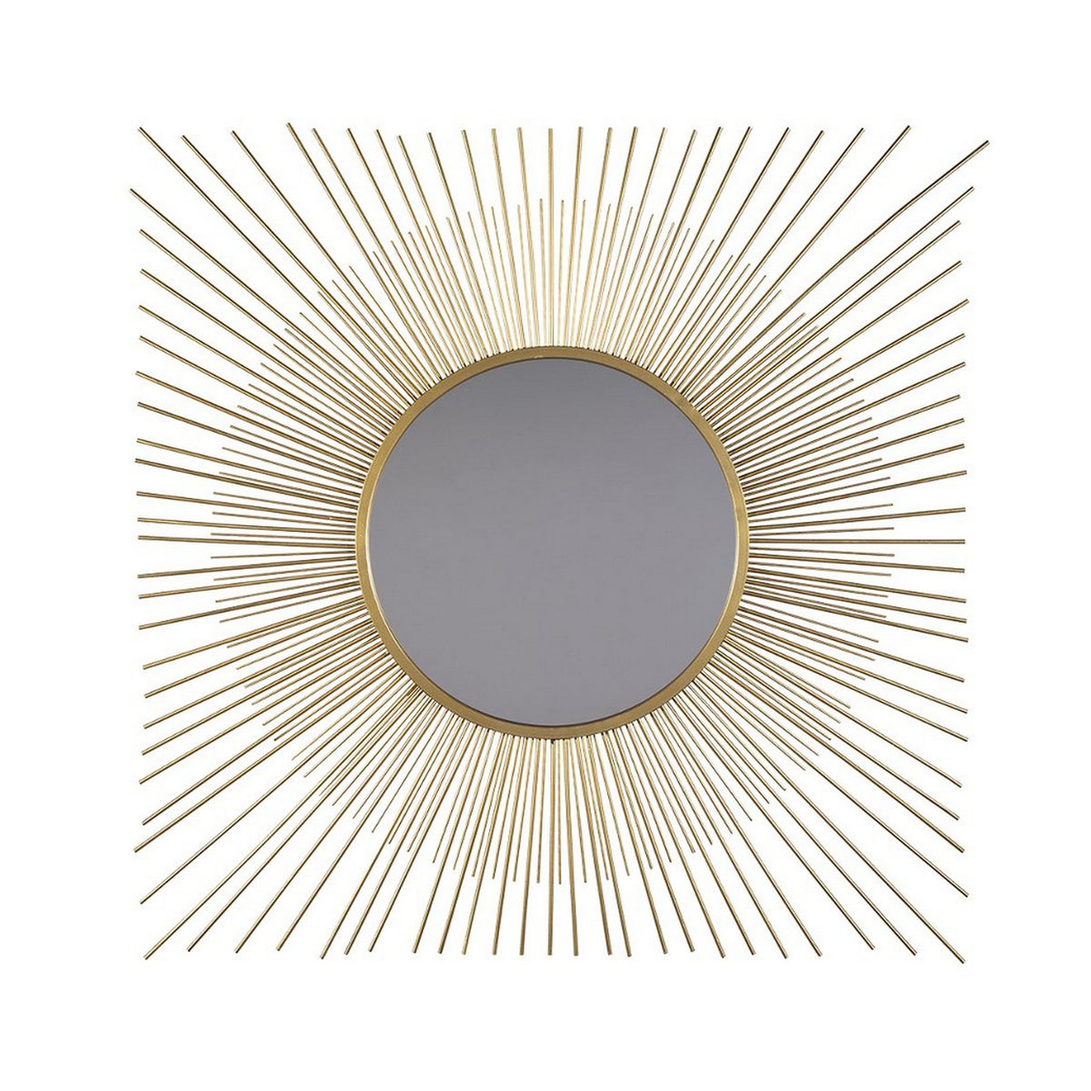 Round Accent Mirror with Sunburst Design, Gold and Silver  - BM227147