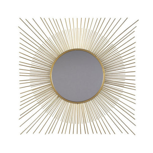 Round Accent Mirror with Sunburst Design, Gold and Silver  - BM227147