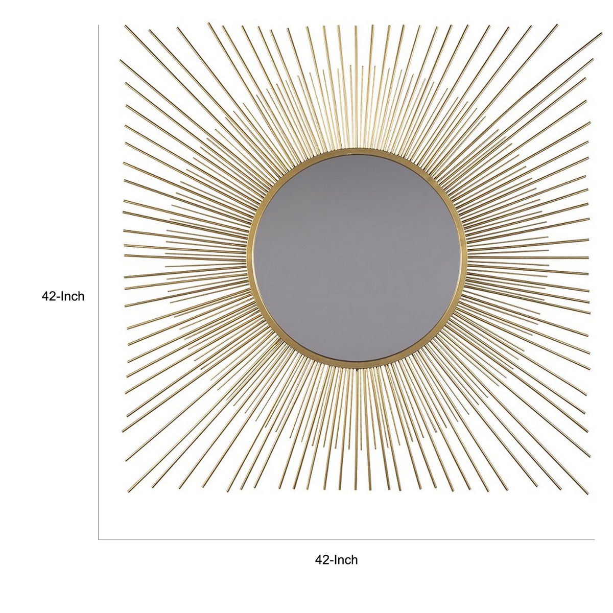 Round Accent Mirror with Sunburst Design, Gold and Silver  - BM227147