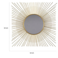 Round Accent Mirror with Sunburst Design, Gold and Silver  - BM227147