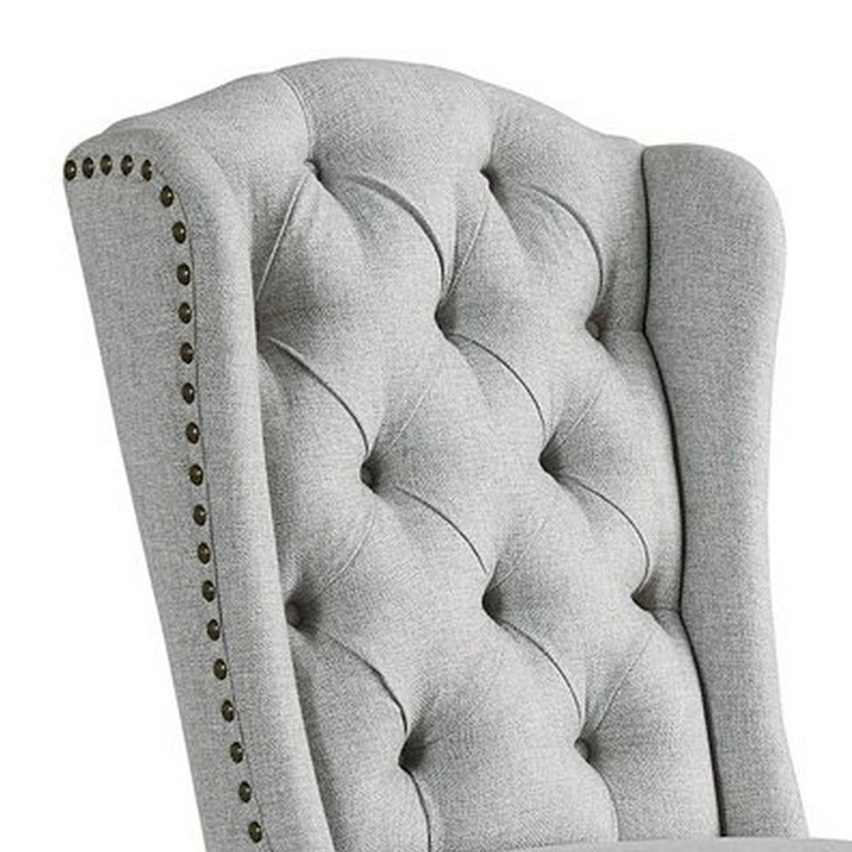 Button Tufted Fabric Upholstered Side Chair with Wooden Legs,Set of 2, Gray - BM227171