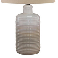 Ceramic Body Table Lamp with Brushed Details, Set of 2, Beige and White - BM227188