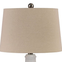 Ceramic Body Table Lamp with Brushed Details, Set of 2, Beige and White - BM227188