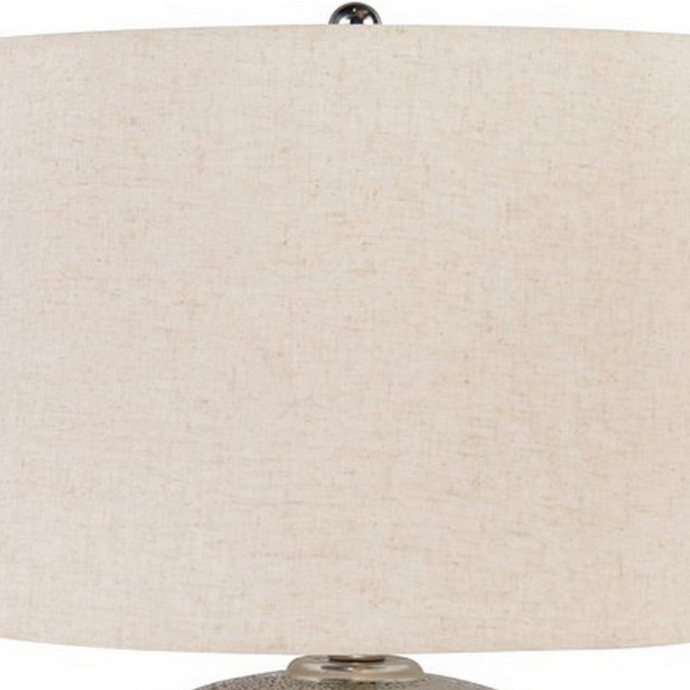 Bellied metal Body Table Lamp with Splotched Details, Brass and Cream - BM227196