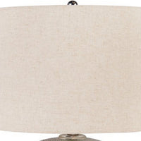 Bellied metal Body Table Lamp with Splotched Details, Brass and Cream - BM227196