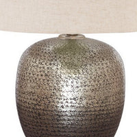 Bellied metal Body Table Lamp with Splotched Details, Brass and Cream - BM227196