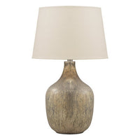 Mercury Glass Table Lamp with Drum Shade, Gold and Beige - BM227212