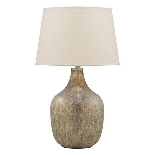 Mercury Glass Table Lamp with Drum Shade, Gold and Beige - BM227212