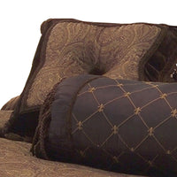 10 Piece King Polyester Comforter Set with Paisley Pattern Design, Brown  - BM227304