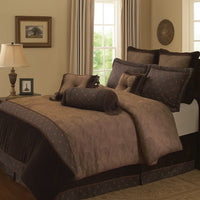 10 Piece King Polyester Comforter Set with Paisley Pattern Design, Brown  - BM227304