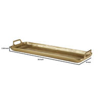 Rectangular Metal Frame Decorative Tray with Cut Out Handle, Gold - BM227398