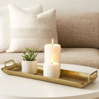 Rectangular Metal Frame Decorative Tray with Cut Out Handle, Gold - BM227398