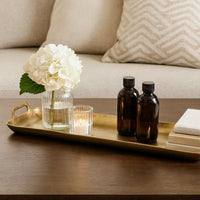 Rectangular Metal Frame Decorative Tray with Cut Out Handle, Gold - BM227398