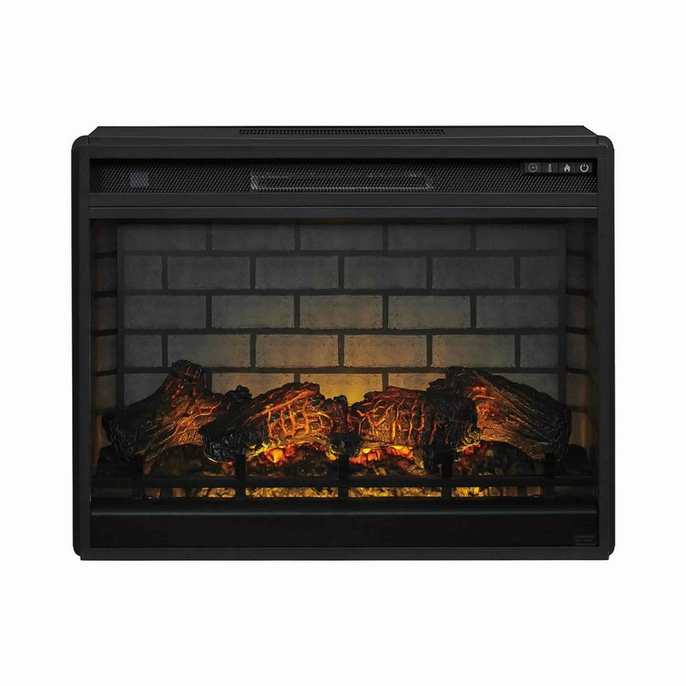 31.25 Inch Metal Fireplace Inset with 7 Level Temperature Setting, Black - BM227445