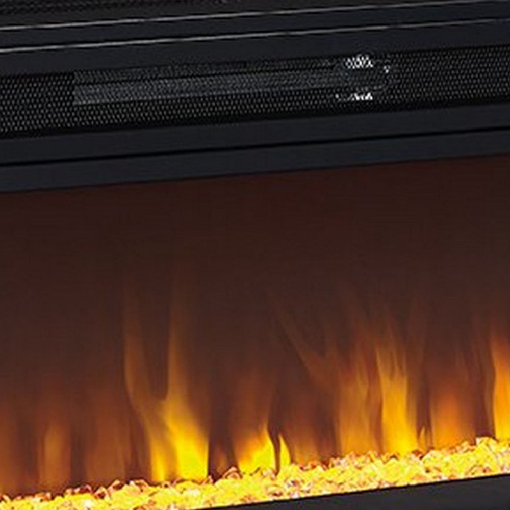 57 Inch Metal Fireplace Inset with 6 Level Temperature Setting, Black - BM227446