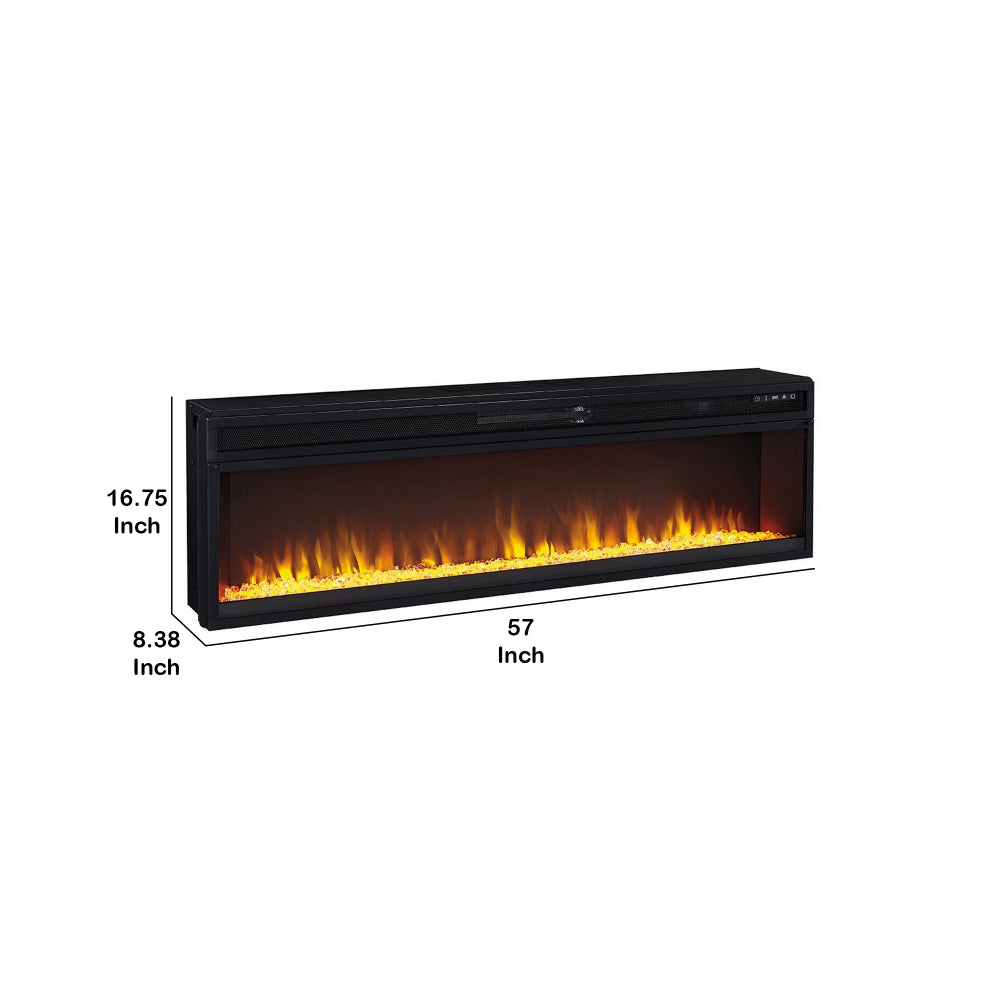 57 Inch Metal Fireplace Inset with 6 Level Temperature Setting, Black - BM227446