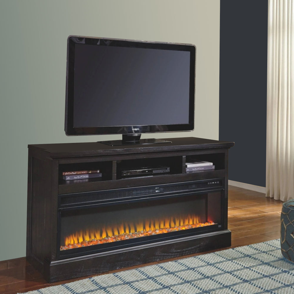 57 Inch Metal Fireplace Inset with 6 Level Temperature Setting, Black - BM227446