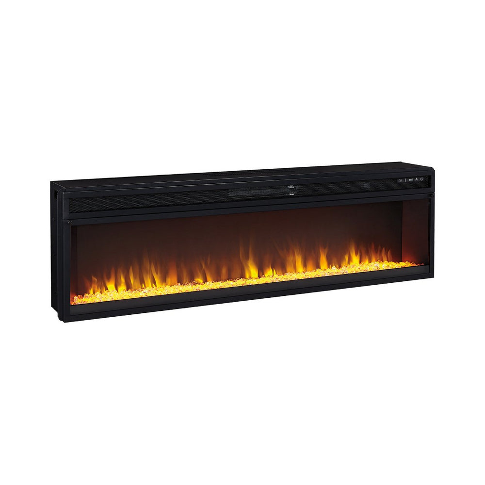 57 Inch Metal Fireplace Inset with 6 Level Temperature Setting, Black - BM227446