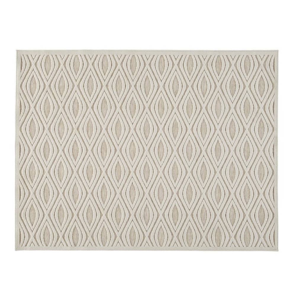 Rectangular Polypropylene Rug with Geometric Pattern, Medium, Beige - BM227544