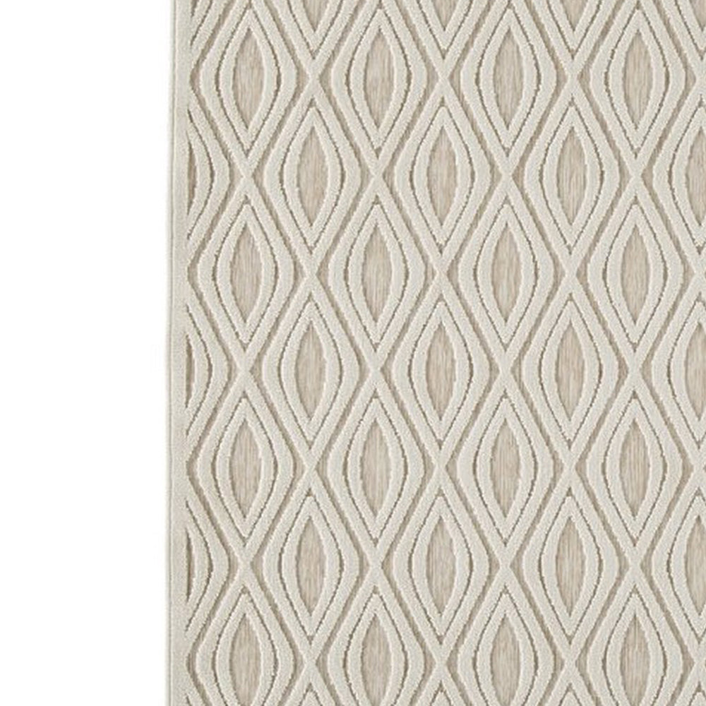 Rectangular Polypropylene Rug with Geometric Pattern, Medium, Beige - BM227544