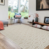 Rectangular Polypropylene Rug with Geometric Pattern, Medium, Beige - BM227544