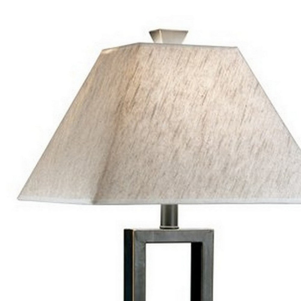 Geometric Metal Body Table Lamp with Fabric Shade, Set of 2,Black and White - BM227561