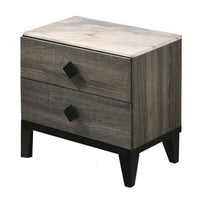 2 Drawer Wooden Nightstand with Grains and Angled Legs, Gray - BM228557