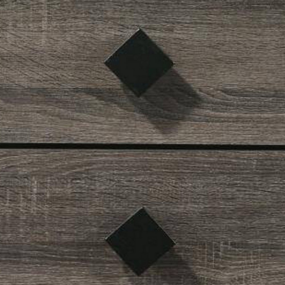 2 Drawer Wooden Nightstand with Grains and Angled Legs, Gray - BM228557