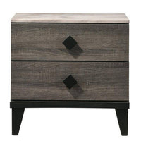 2 Drawer Wooden Nightstand with Grains and Angled Legs, Gray - BM228557