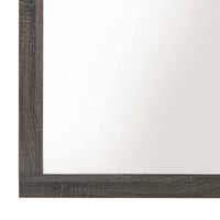 Transitional Style Grained Wood Encased Square Mirror, Gray - BM228558