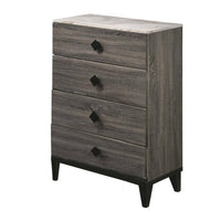 4 Drawer Wooden Chest with Grains and Angled Legs, Gray - BM228560