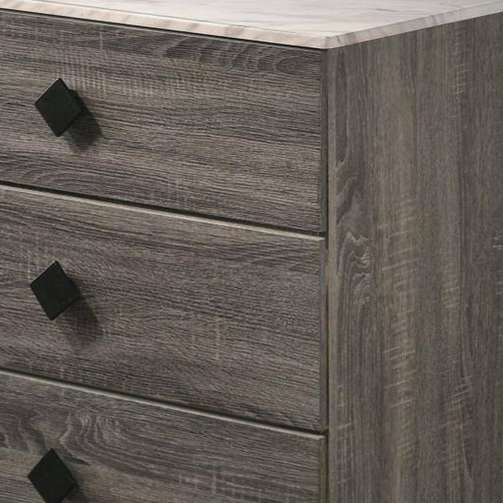 4 Drawer Wooden Chest with Grains and Angled Legs, Gray - BM228560