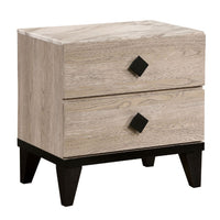 2 Drawer Wooden Nightstand with Grains and Angled Legs, Cream - BM228561