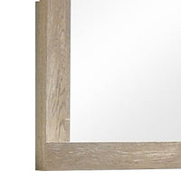 Transitional Style Grained Wood Encased Square Mirror, Cream - BM228562