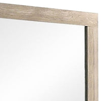 Transitional Style Grained Wood Encased Square Mirror, Cream - BM228562