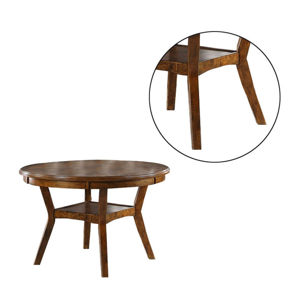 Round Top Wooden Dining Table with Boomerang Legs, Walnut Brown - BM228573