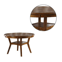 Round Top Wooden Dining Table with Boomerang Legs, Walnut Brown - BM228573