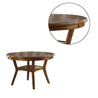 Round Top Wooden Dining Table with Boomerang Legs, Walnut Brown - BM228573