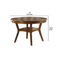 Round Top Wooden Dining Table with Boomerang Legs, Walnut Brown - BM228573