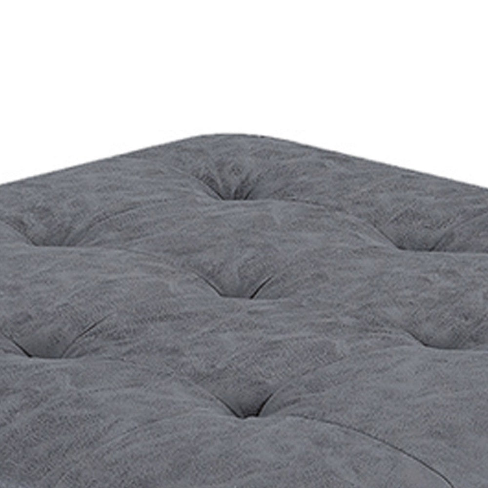 Contemporary Leatherette Rectangular tufted Ottoman, Gray - BM228583
