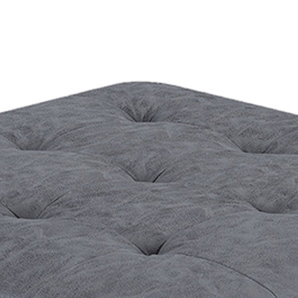 Contemporary Leatherette Rectangular tufted Ottoman, Gray - BM228583