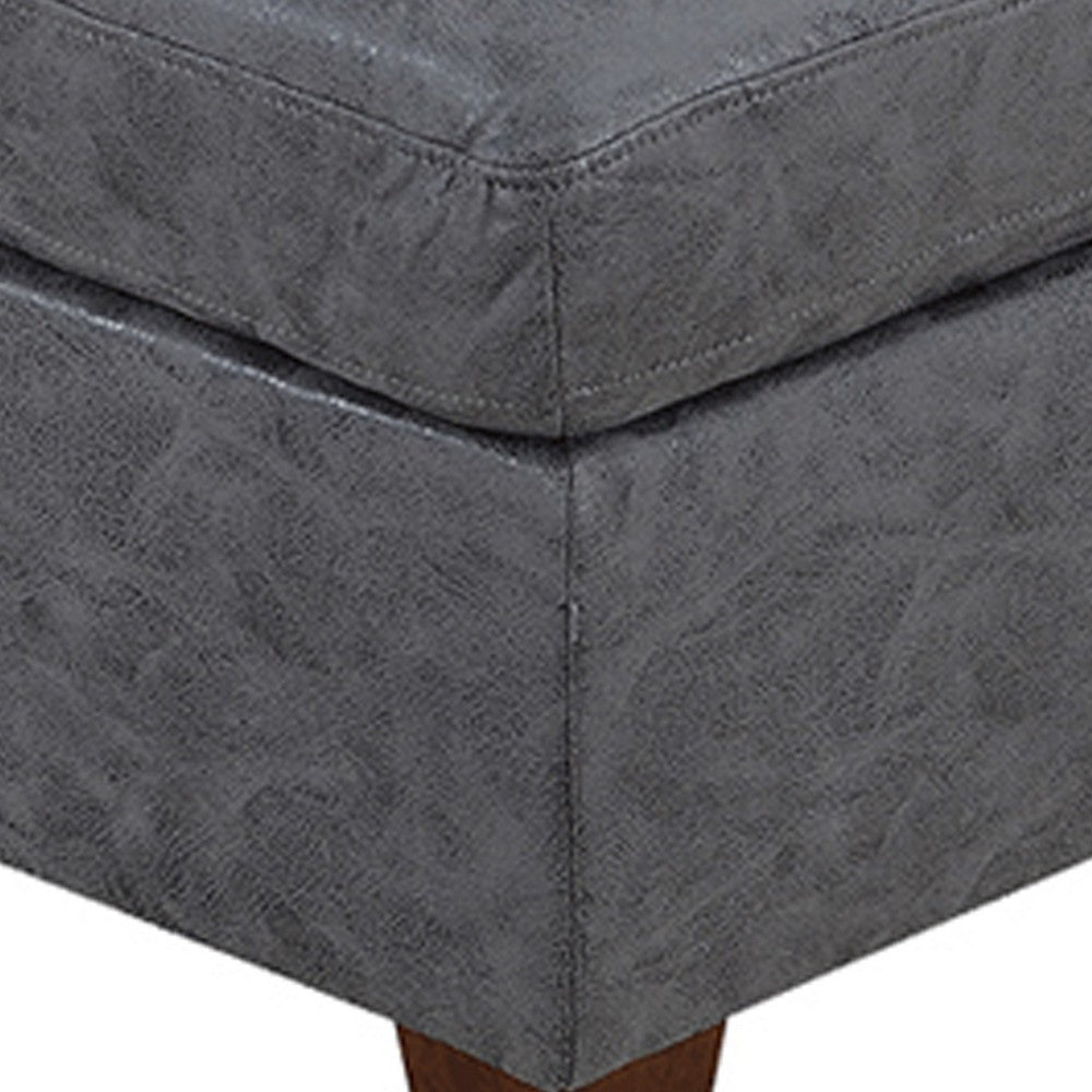 Contemporary Leatherette Rectangular tufted Ottoman, Gray - BM228583
