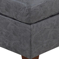 Contemporary Leatherette Rectangular tufted Ottoman, Gray - BM228583