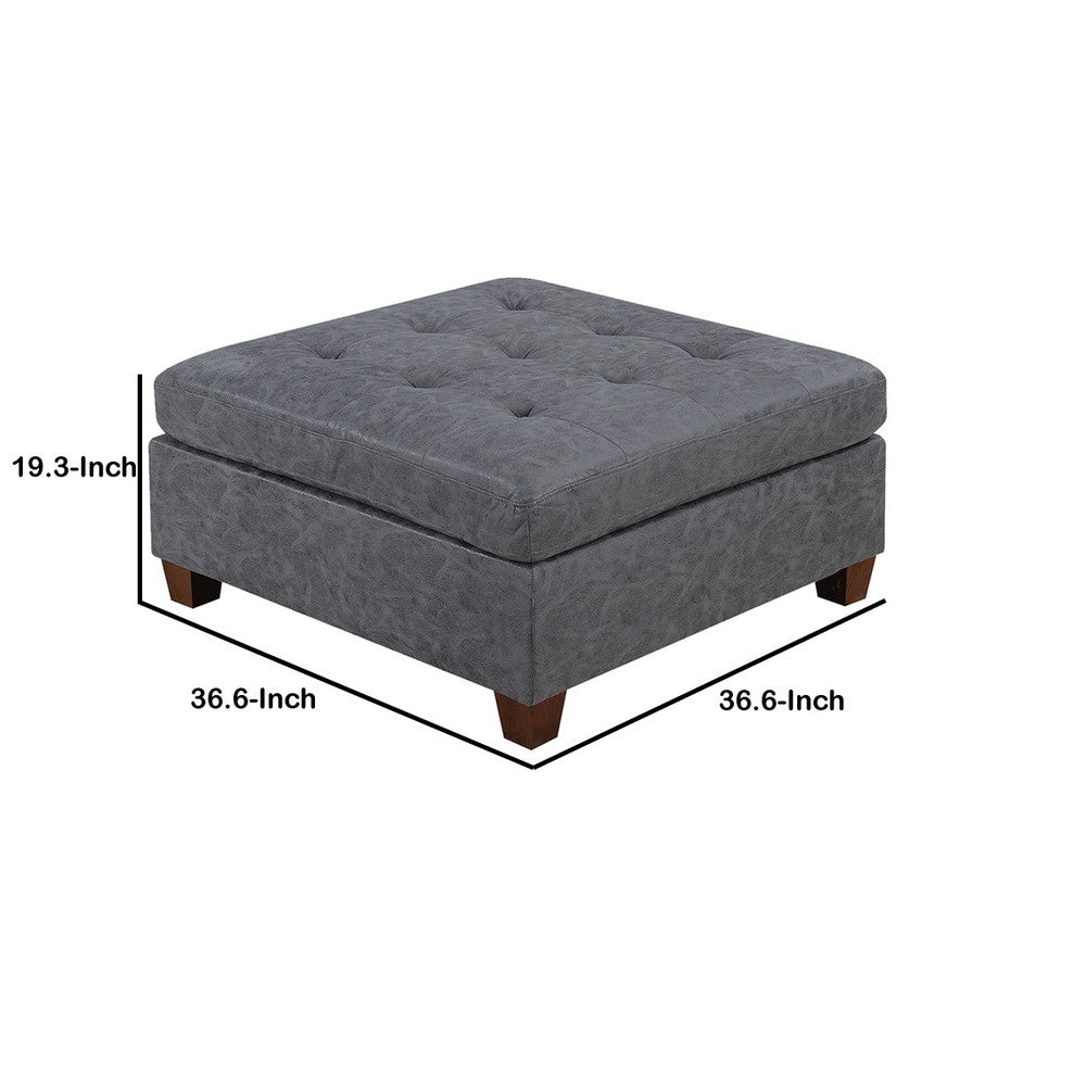 Contemporary Leatherette Rectangular tufted Ottoman, Gray - BM228583