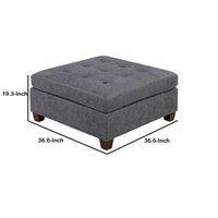 Contemporary Leatherette Rectangular tufted Ottoman, Gray - BM228583