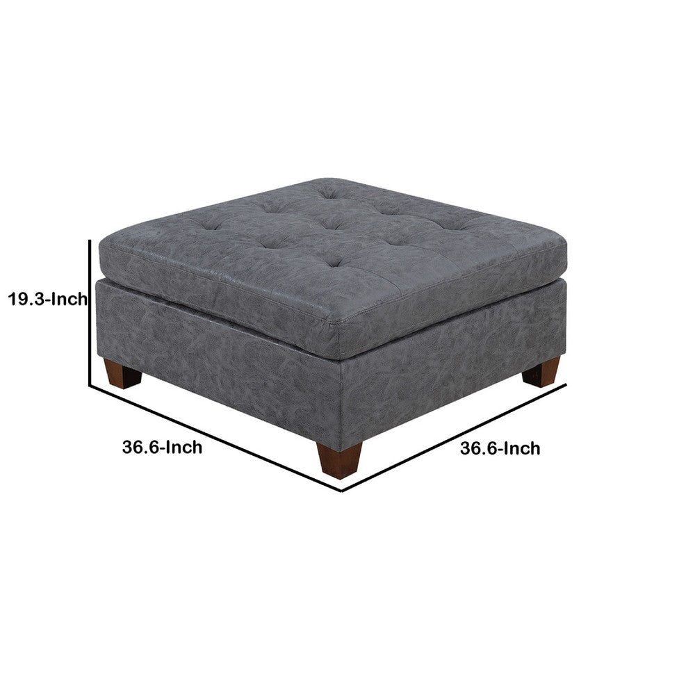 Contemporary Leatherette Rectangular tufted Ottoman, Gray - BM228583